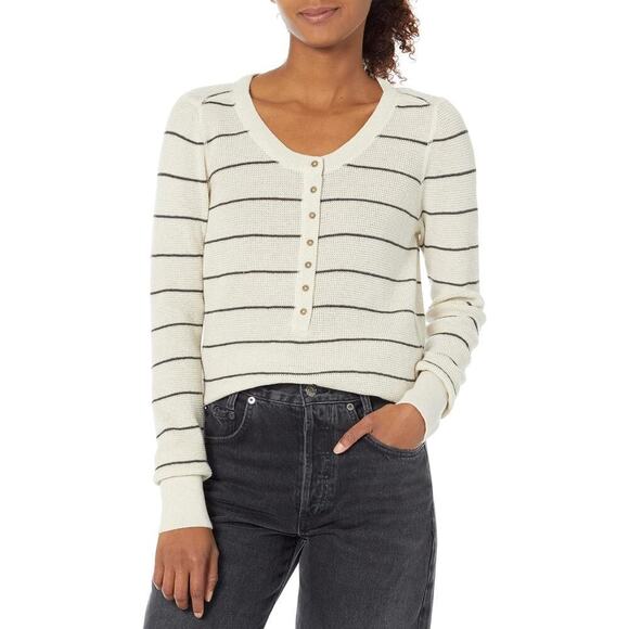 Prana Tops - prAna Milani Henley Oatmeal Stripe, Size M